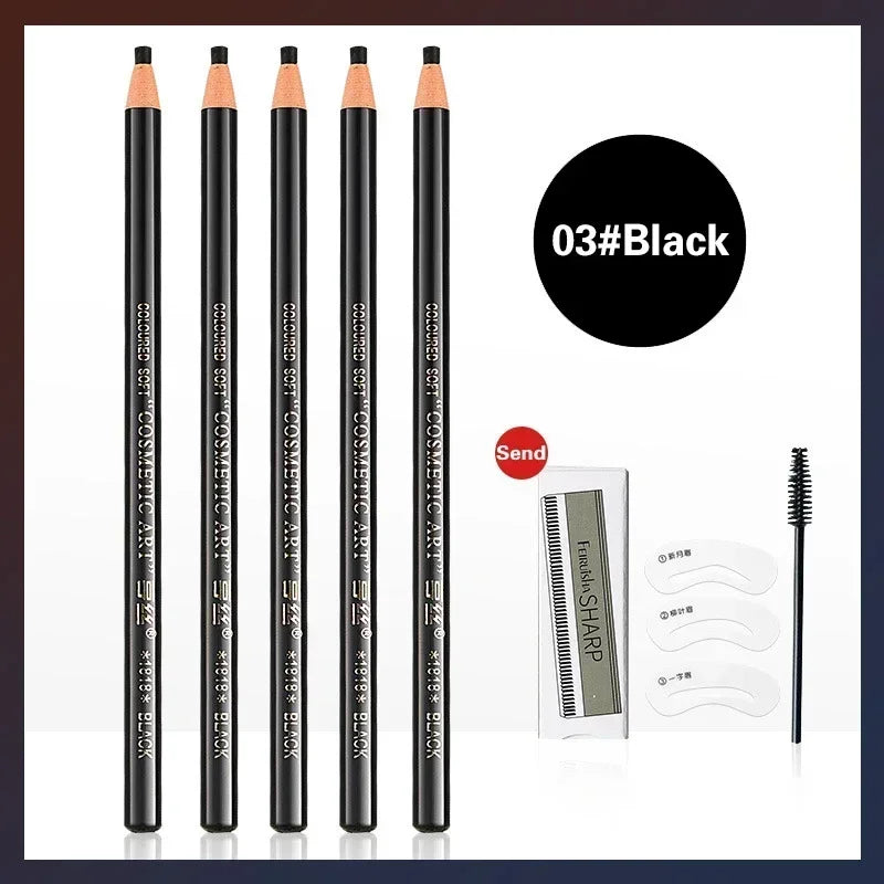 5pcs Professional Microblading Pencil Permanent Eyebrow Pencil Tattoo Waterproof Art Tint Makeup Eye Brow Pen Enhancers Cosmetic