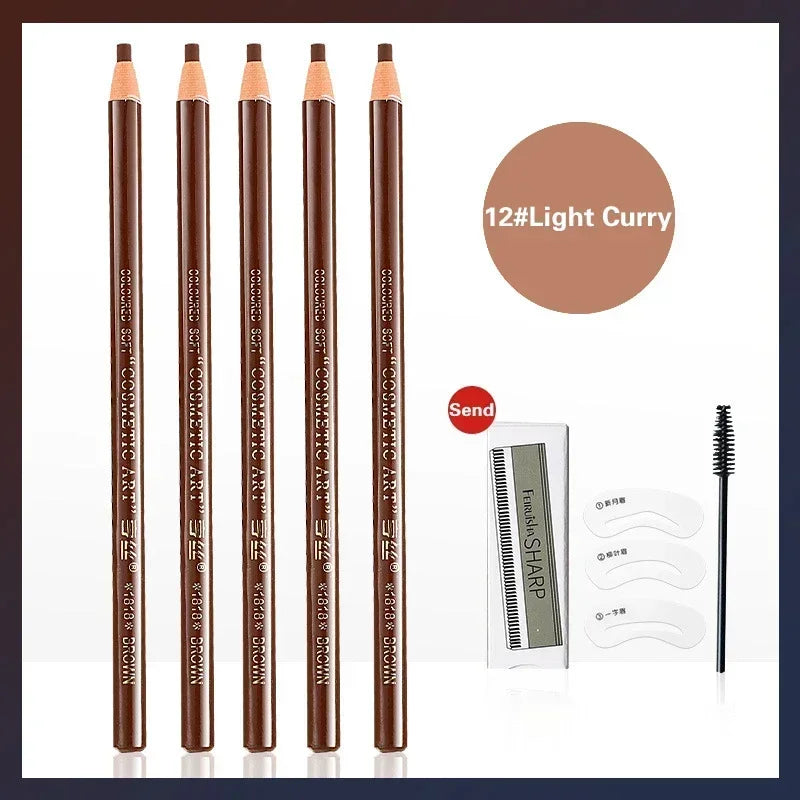 5pcs Professional Microblading Pencil Permanent Eyebrow Pencil Tattoo Waterproof Art Tint Makeup Eye Brow Pen Enhancers Cosmetic