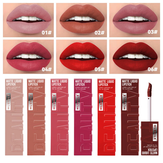 6 Colors Nude Matte Lip Gloss Waterproof Lasting Lipstick Not Fading Sexy Nude Red Pink Velvet Liquid Lipsticks Makeup Cosmetic