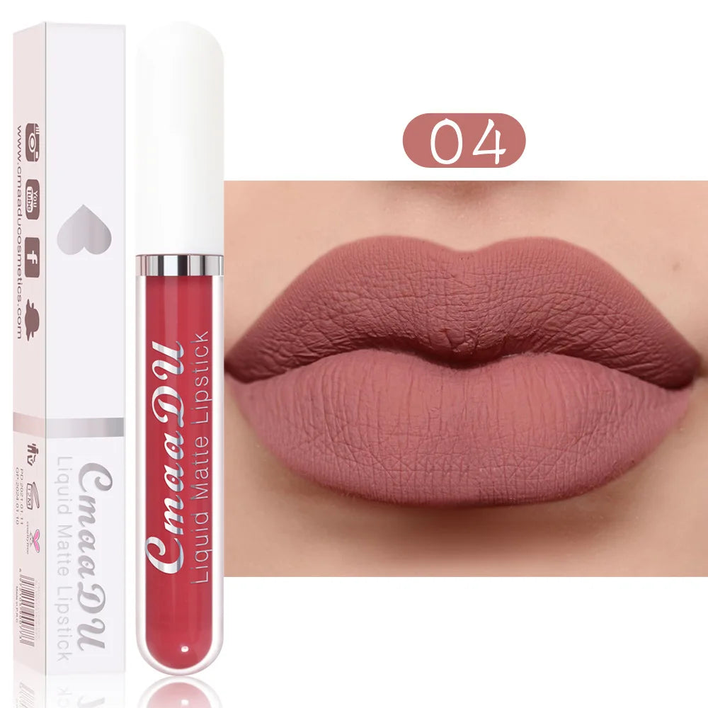 Cmaadu 18 Colors Waterproof Liquid Lipsticks Lip Makeup Matte Velvet Lipstick Lip Gloss Cosmetic Nude Long Lasting Cosmestics