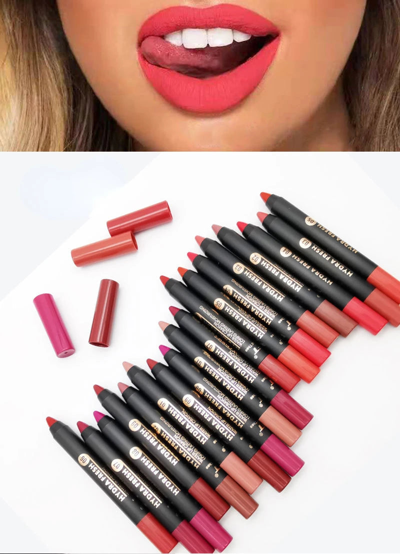 9 Colors Velvet Matte Lipsticks Pencil Waterproof Long Lasting Lip Stick Non-Stick Cup Makeup Lip Tint Pencil Cosmetics Sexy Red