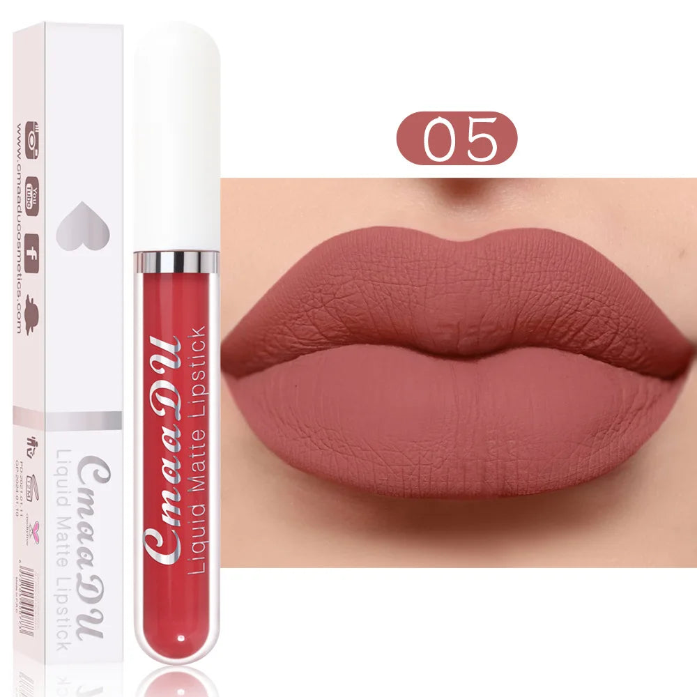 Cmaadu 18 Colors Waterproof Liquid Lipsticks Lip Makeup Matte Velvet Lipstick Lip Gloss Cosmetic Nude Long Lasting Cosmestics