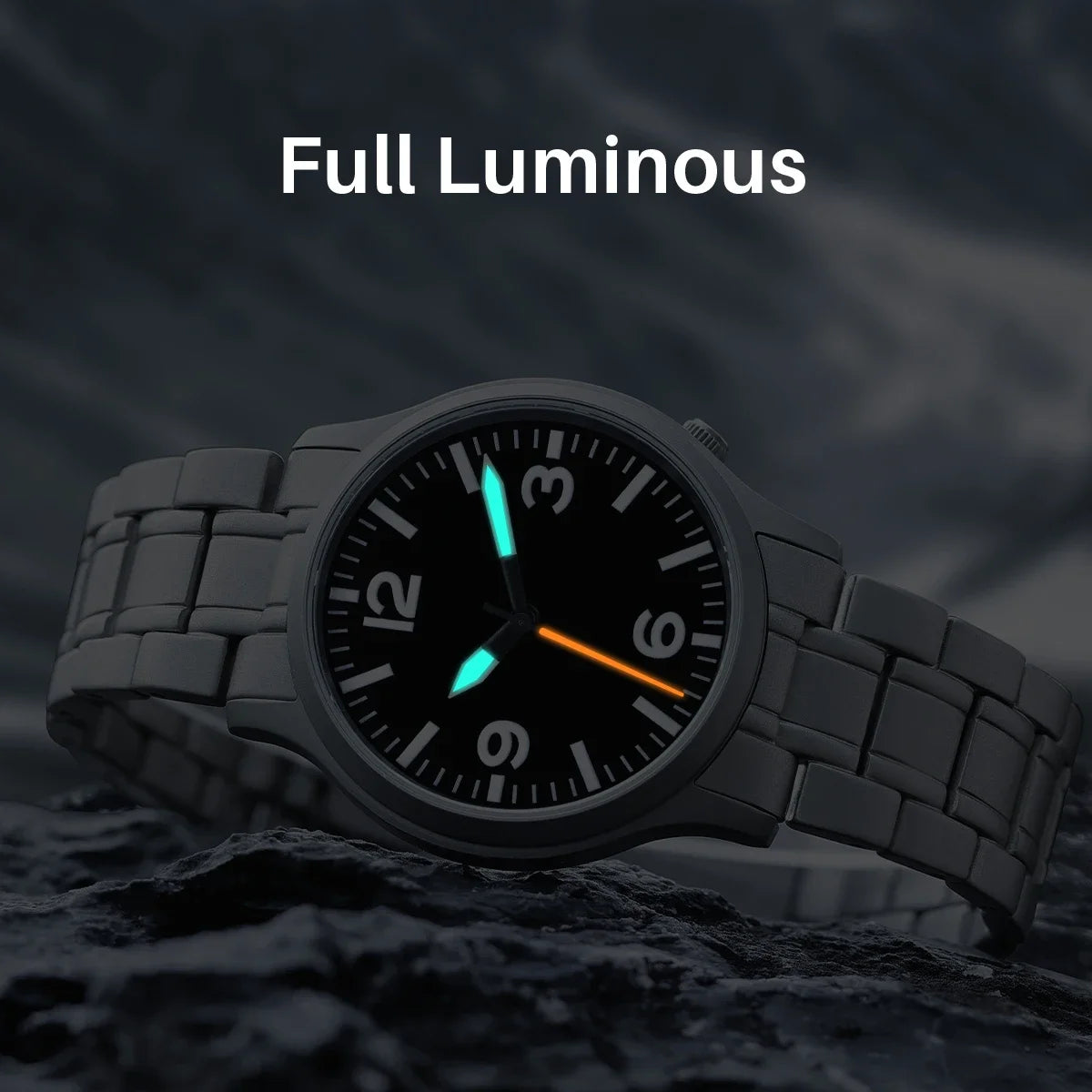 BERNY Full Titanium Watches for Men Super Luminous Sapphire Sports Field Quartz Men's Watch VH31 Pilot Wristwatch 5ATM Easy Read