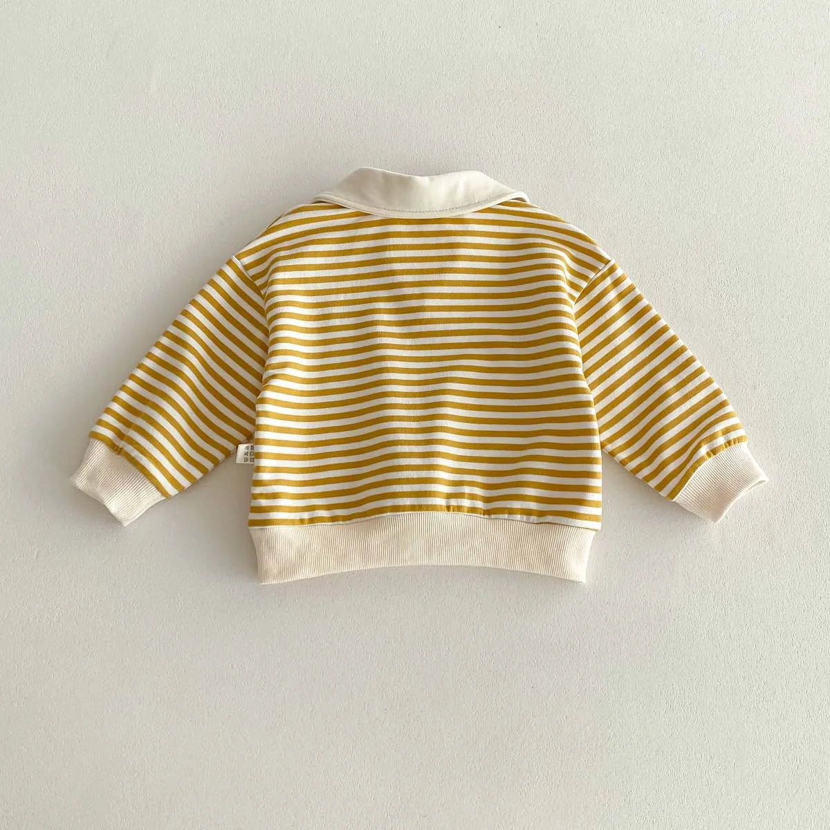 Spring Autumn Children Cool Lapel Striped Sweatshirt Kid Girl Cartoon Embroidery Long Sleeve T-shirt Boy Baby Casual Cotton Tops