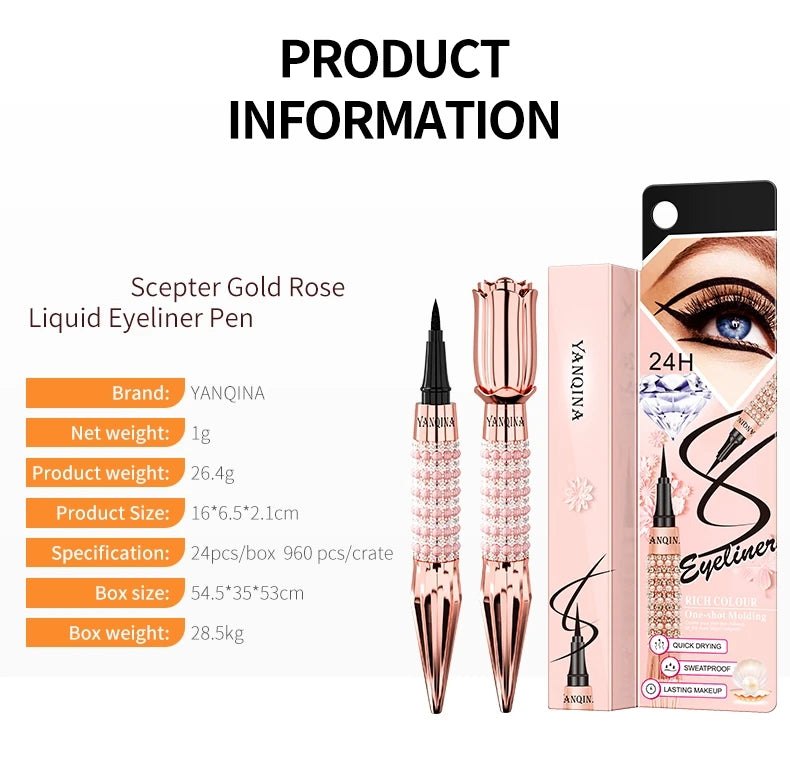 Liquid Eyeliner Pen Waterproof Black Long-Lasting Eye Liner Pencil Thick Quick-Dry Cosmetics Makeup Tool