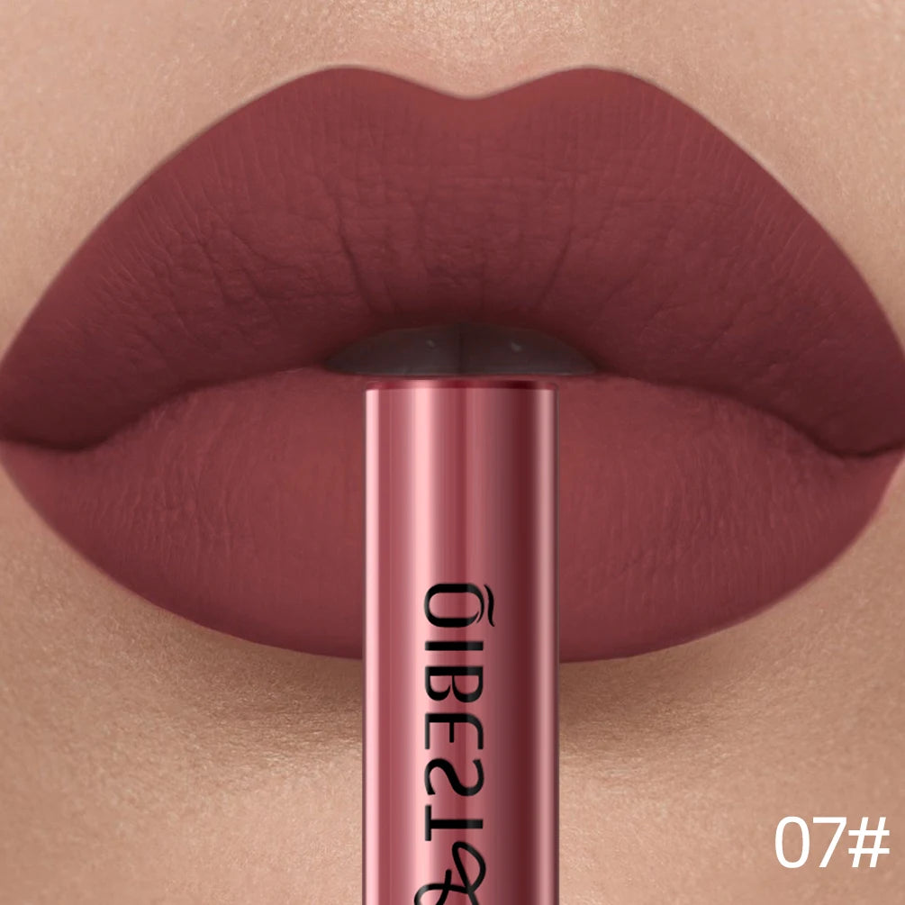 QIBEST Liquid Lipstick Waterproof Velvet Nude Matte Sexy Red Lip Gloss Long Lasting Nonstick Lip Stain Makeup 24 Colors Hots