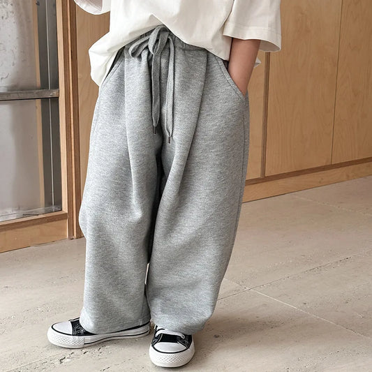 Kids Pants spring boys solid color all-match sweatpants girls loose straight sports trousers