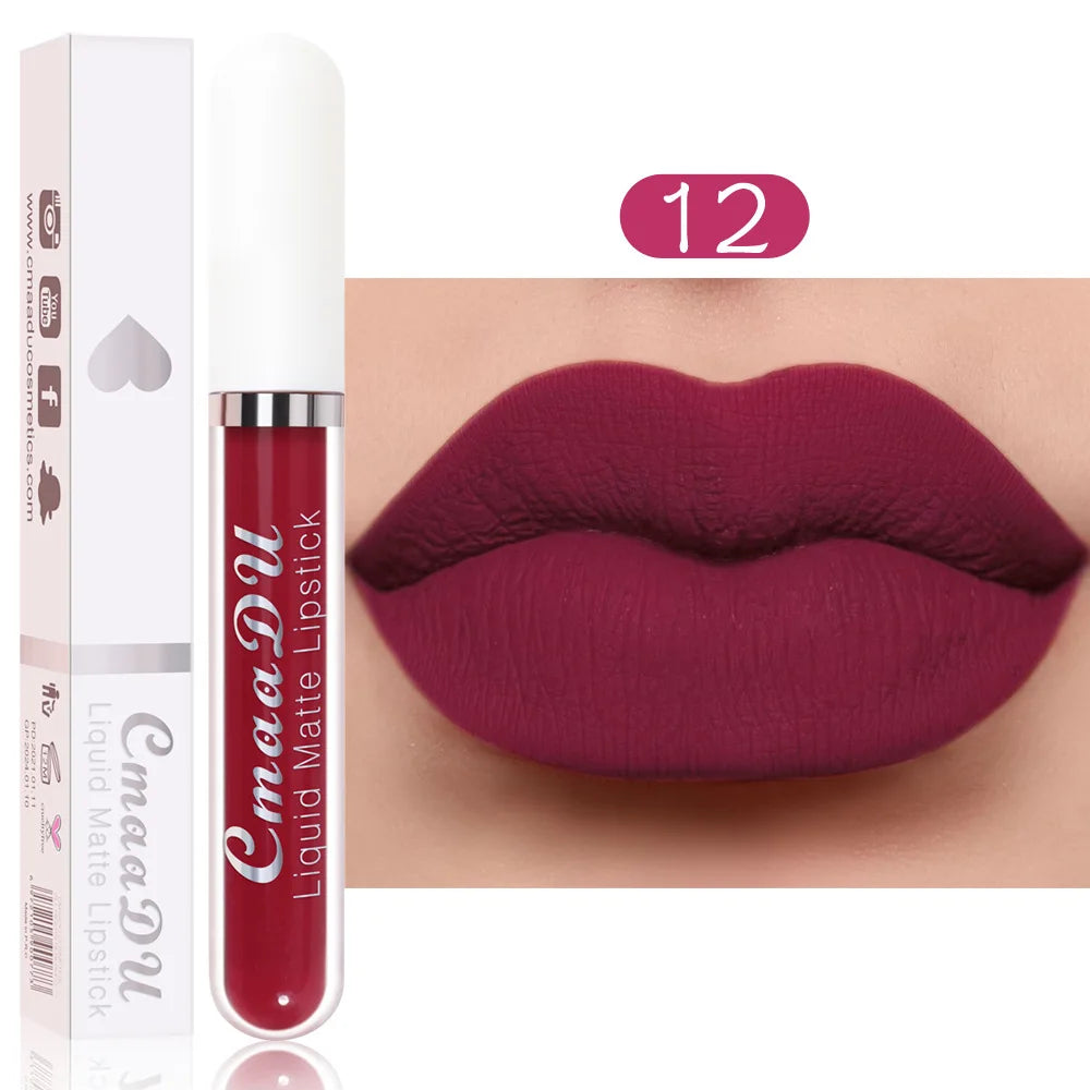 Cmaadu 18 Colors Waterproof Liquid Lipsticks Lip Makeup Matte Velvet Lipstick Lip Gloss Cosmetic Nude Long Lasting Cosmestics