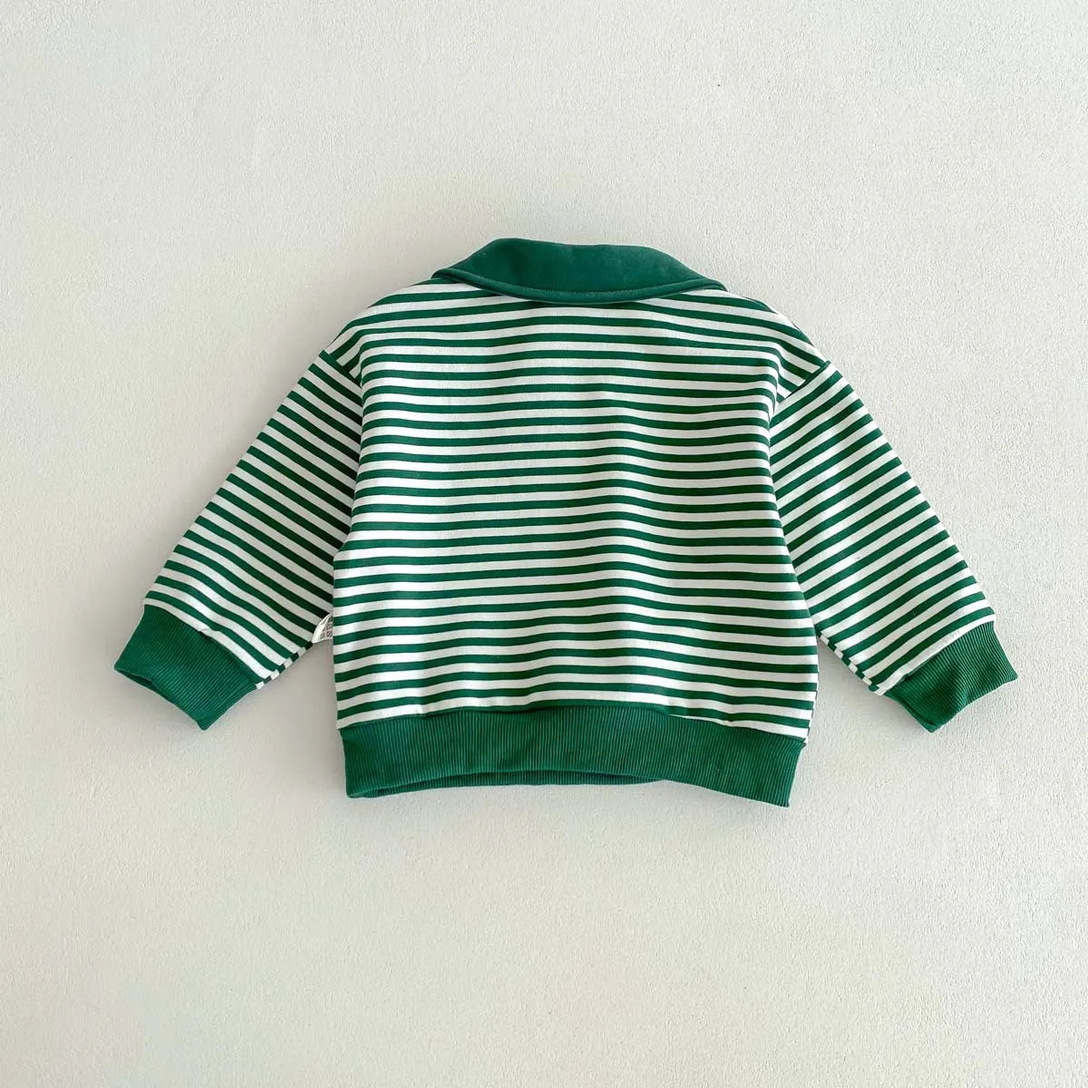 Spring Autumn Children Cool Lapel Striped Sweatshirt Kid Girl Cartoon Embroidery Long Sleeve T-shirt Boy Baby Casual Cotton Tops