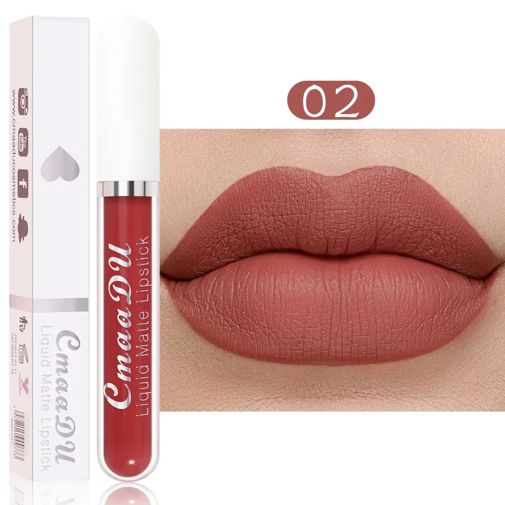 Cmaadu 18 Colors Waterproof Liquid Lipsticks Lip Makeup Matte Velvet Lipstick Lip Gloss Cosmetic Nude Long Lasting Cosmestics