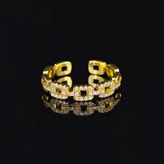 2024 New Arrival Trendy Gold Color Twist Chain Ring for Women Party Gift Free Shippig Items R8437