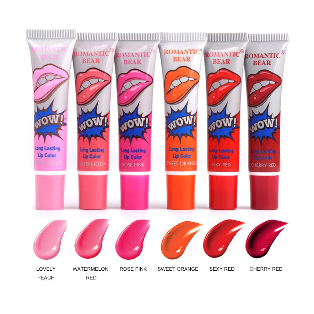 Magic 6 Colors Peel Liquid Lipstick Waterproof Lasting No Fading Lip Ink Tear Lip Gloss Tattoo Dyed Lip Glaze Lips Cosmetics