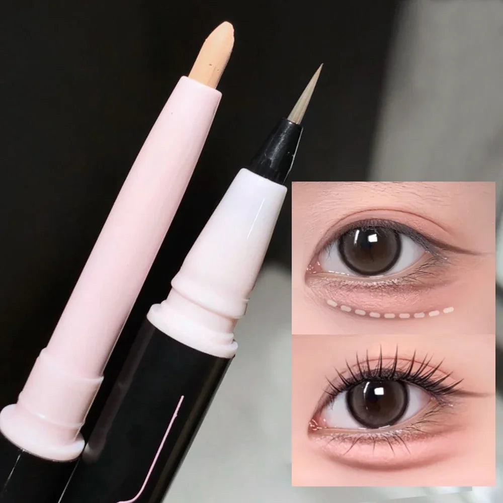 Double Head Matte Pink Lying Silkworm Pen Waterproof Lasting Natural Brightening Glitter Eyeshadow Pencil Korean Makeup Cosmetic