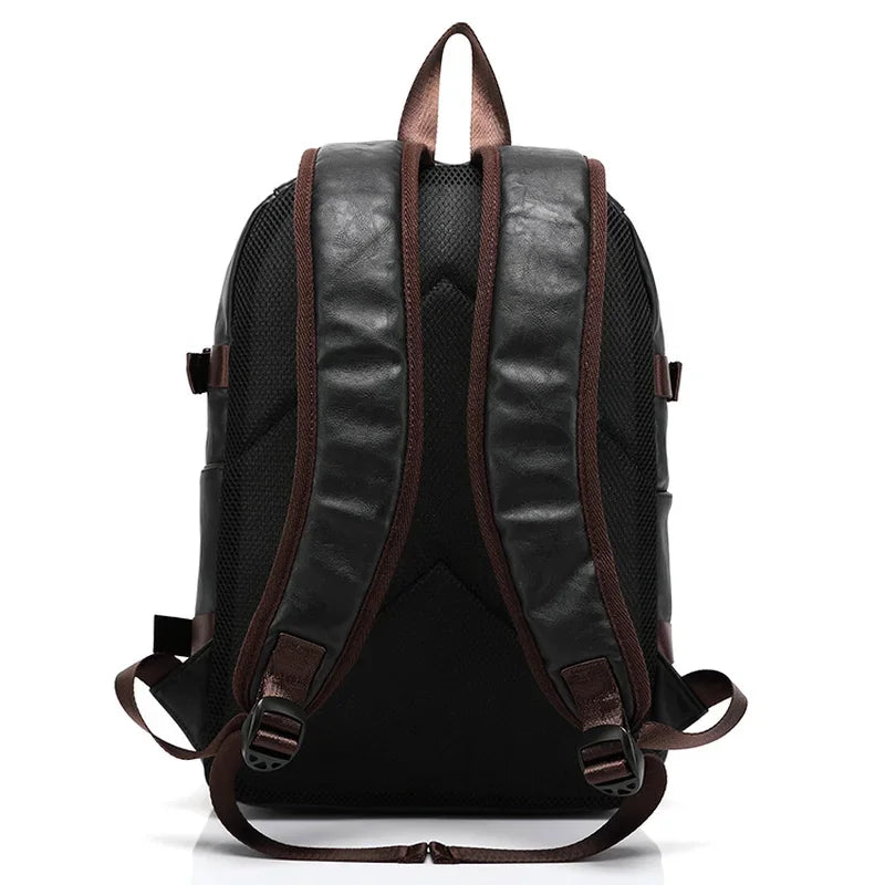 Tilorraine new vintage men backpack fashion style PU leather school student bags computer bag pocket notebook travel backpacks