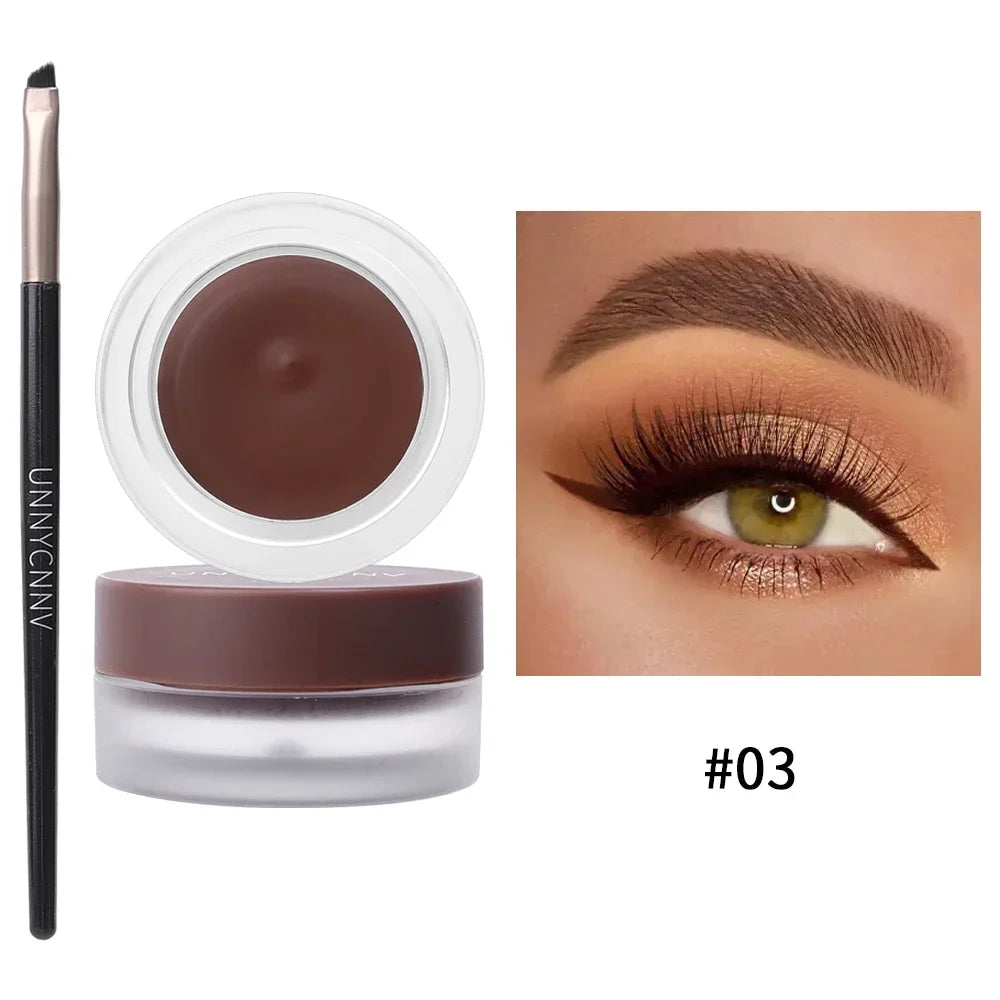 2 in 1 Eyeliner Eyebrow Gel Cream with Brush Waterproof Long-lasting Matte Black Brown Easy Wear Eyeliner Korean Makeup Cosmetic