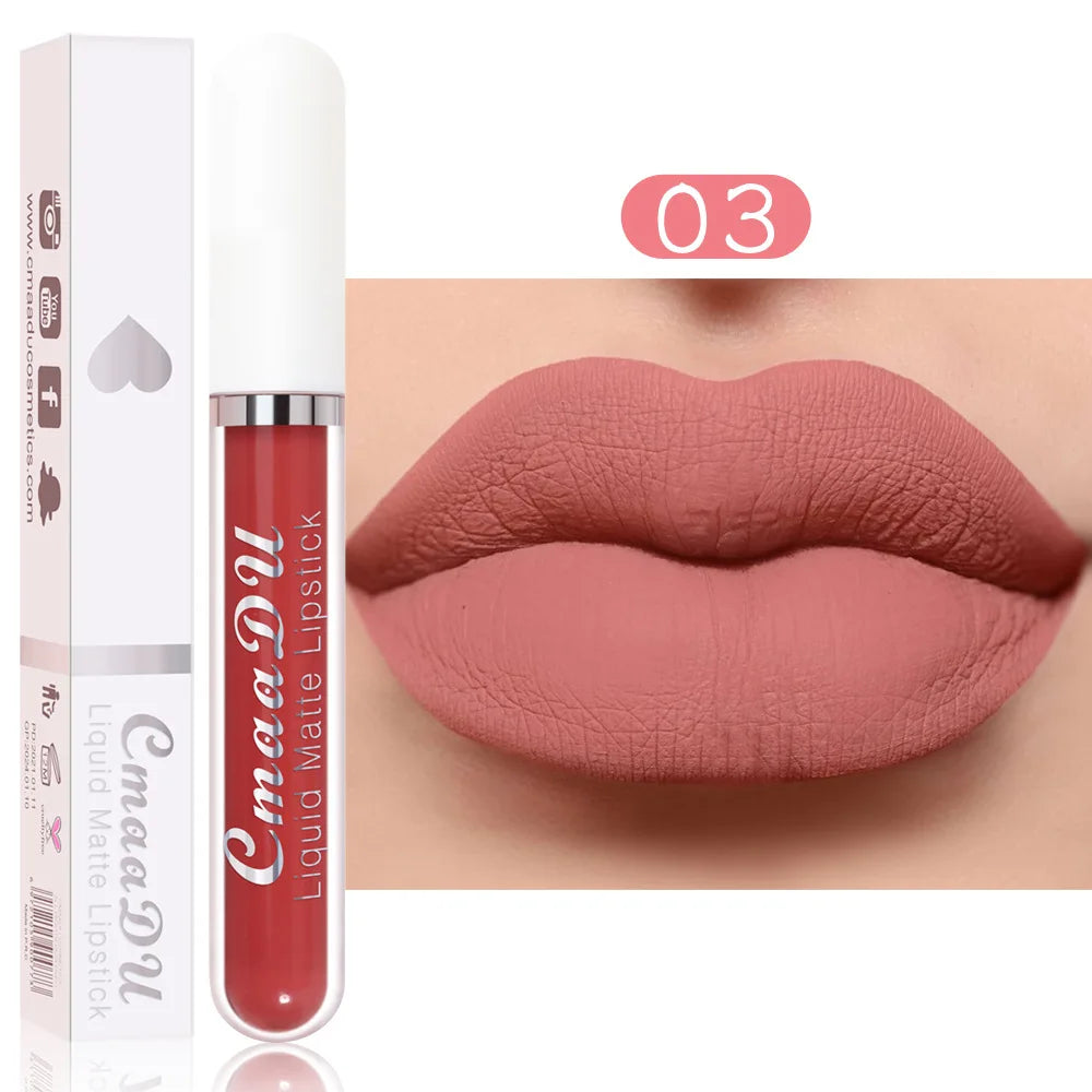 Cmaadu 18 Colors Waterproof Liquid Lipsticks Lip Makeup Matte Velvet Lipstick Lip Gloss Cosmetic Nude Long Lasting Cosmestics