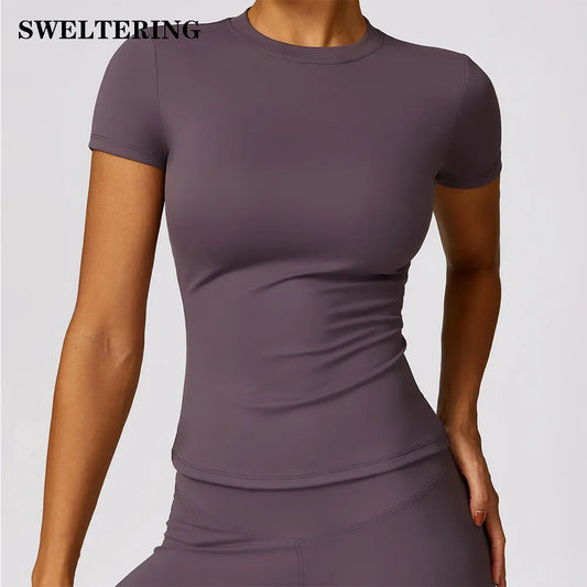 Sexy Women Yoga Top Seamless Sport T Shirts Fitness Clothes Short Sleeve Yoga Shirt Gym Top Running Active Wear Sport Top Femme