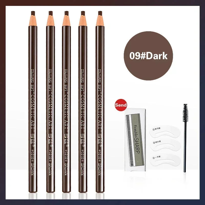 5pcs Professional Microblading Pencil Permanent Eyebrow Pencil Tattoo Waterproof Art Tint Makeup Eye Brow Pen Enhancers Cosmetic