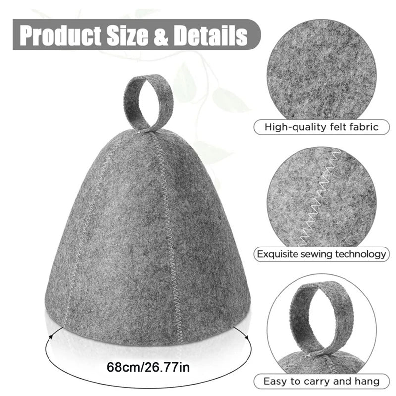 Anti Heat Sauna Hat Thicken Wool Felt Shower Cap Hair Turban Quickly Towel Drying Towel Hats Sauna Bathroom Accessories