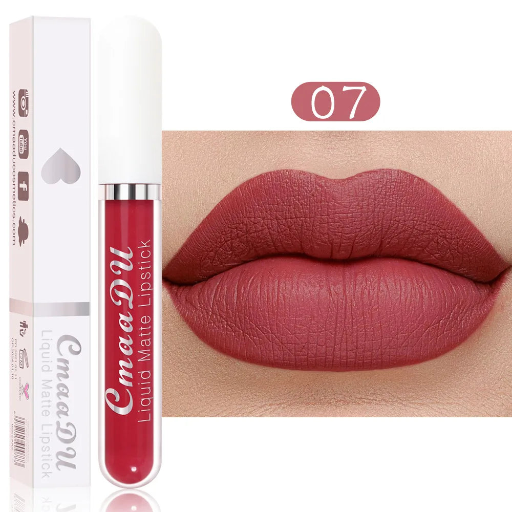 Cmaadu 18 Colors Waterproof Liquid Lipsticks Lip Makeup Matte Velvet Lipstick Lip Gloss Cosmetic Nude Long Lasting Cosmestics