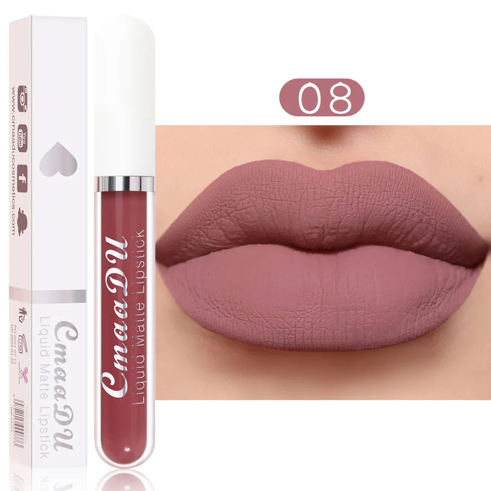 Cmaadu 18 Colors Waterproof Liquid Lipsticks Lip Makeup Matte Velvet Lipstick Lip Gloss Cosmetic Nude Long Lasting Cosmestics