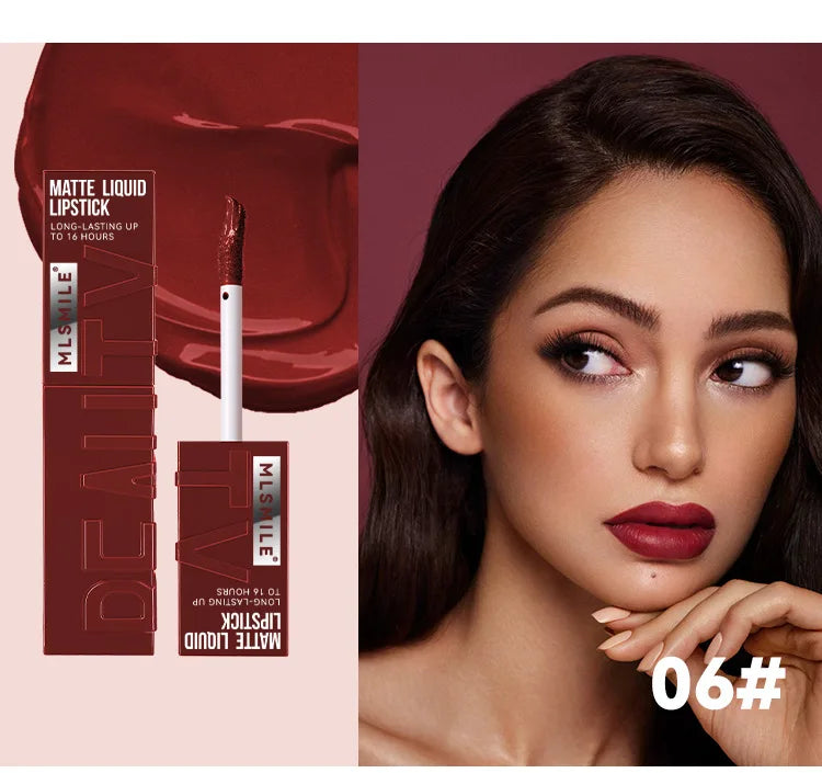 6 Colors Nude Matte Lip Gloss Waterproof Lasting Lipstick Not Fading Sexy Nude Red Pink Velvet Liquid Lipsticks Makeup Cosmetic