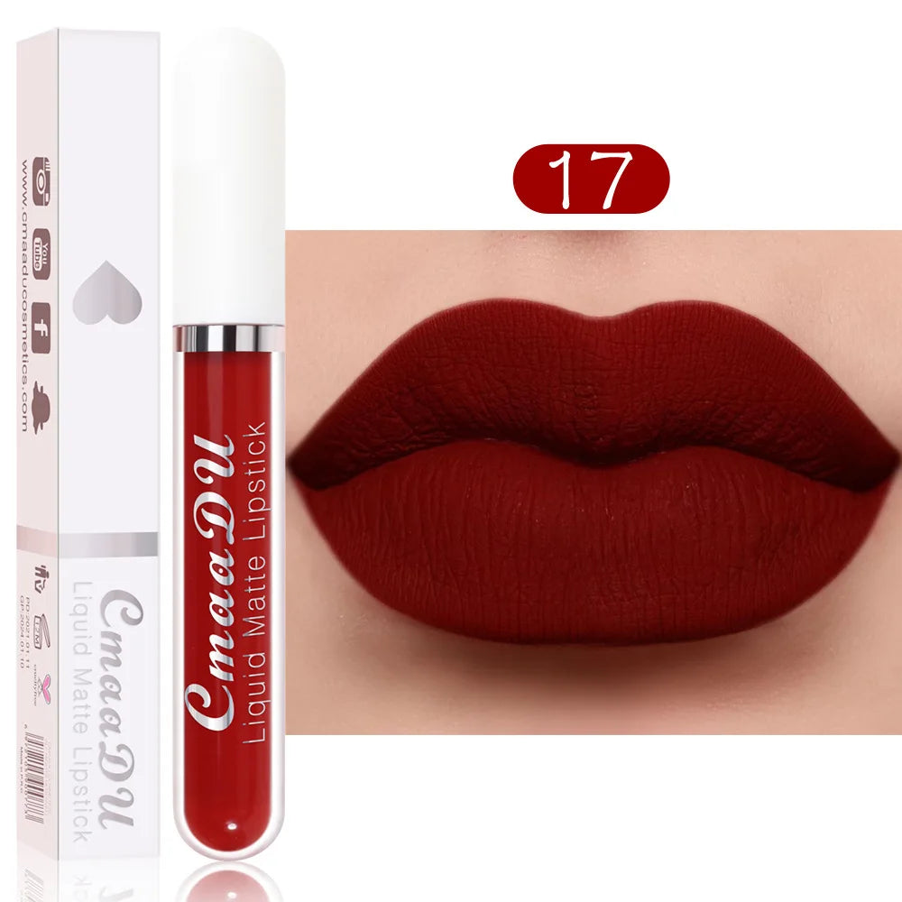 Cmaadu 18 Colors Waterproof Liquid Lipsticks Lip Makeup Matte Velvet Lipstick Lip Gloss Cosmetic Nude Long Lasting Cosmestics