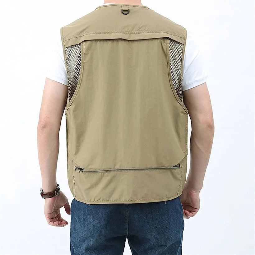 6XL Summer New Outdoor Vest Men Utility Tactical Multi-pocket Vest Techwear Outdoor Hiking Fishing Photography Safari Cargo Vest