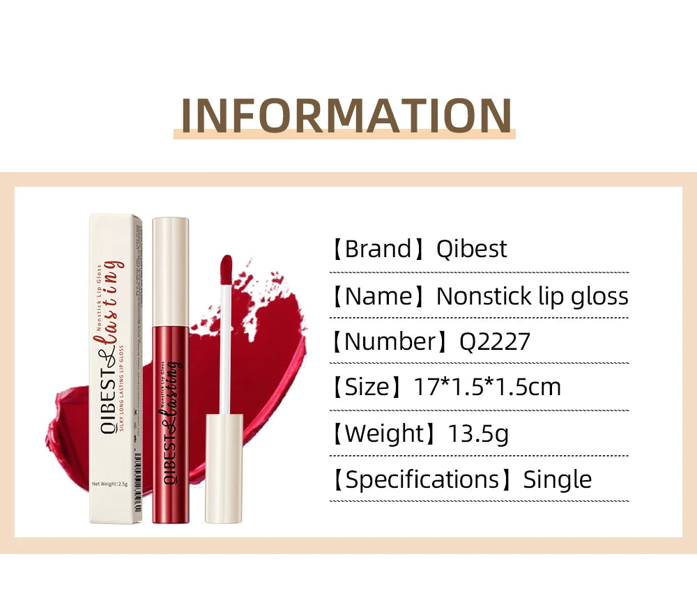 QIBEST Liquid Lipstick Waterproof Velvet Nude Matte Sexy Red Lip Gloss Long Lasting Nonstick Lip Stain Makeup 24 Colors Hots