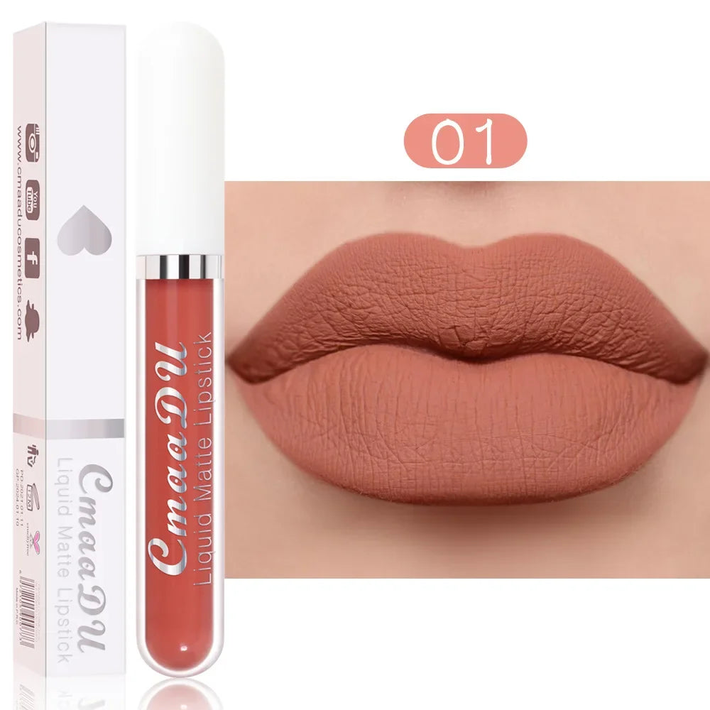 Cmaadu 18 Colors Waterproof Liquid Lipsticks Lip Makeup Matte Velvet Lipstick Lip Gloss Cosmetic Nude Long Lasting Cosmestics