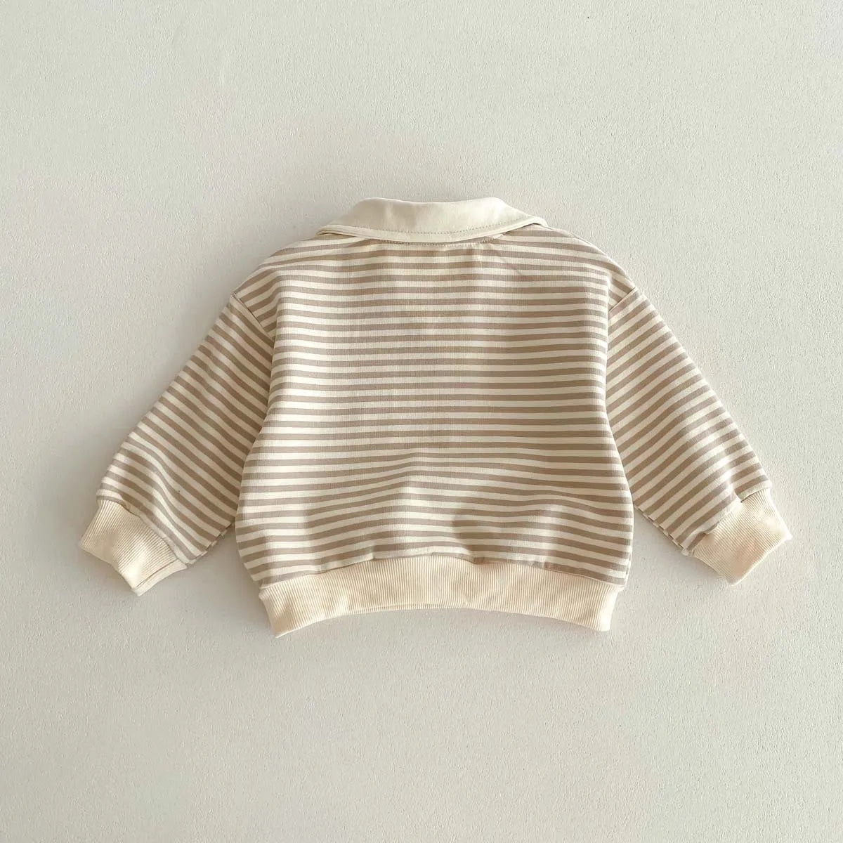 Spring Autumn Children Cool Lapel Striped Sweatshirt Kid Girl Cartoon Embroidery Long Sleeve T-shirt Boy Baby Casual Cotton Tops