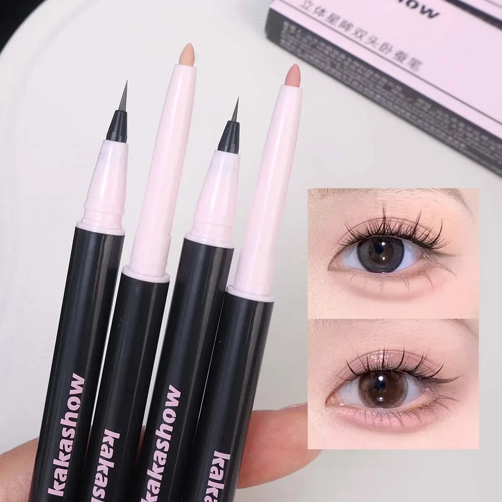 Double Head Matte Pink Lying Silkworm Pen Waterproof Lasting Natural Brightening Glitter Eyeshadow Pencil Korean Makeup Cosmetic