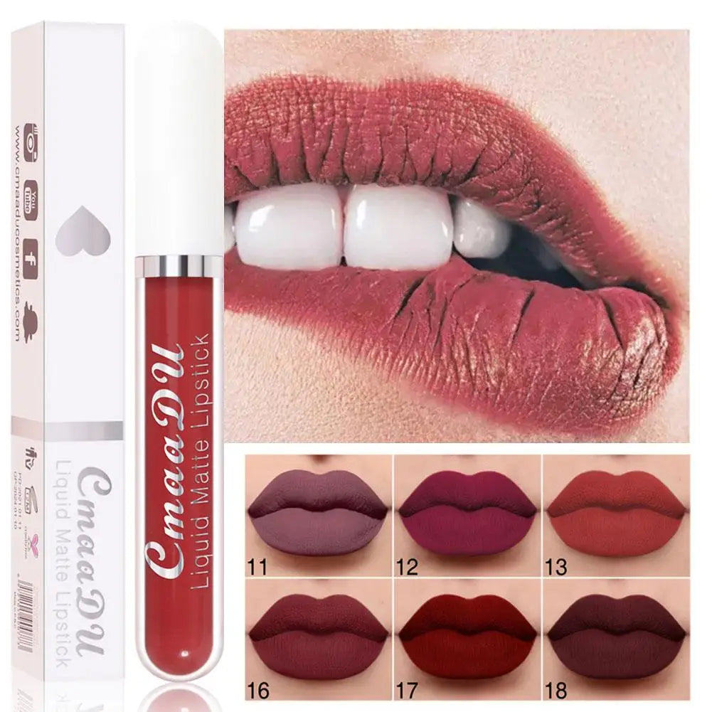 Cmaadu 18 Colors Waterproof Liquid Lipsticks Lip Makeup Matte Velvet Lipstick Lip Gloss Cosmetic Nude Long Lasting Cosmestics