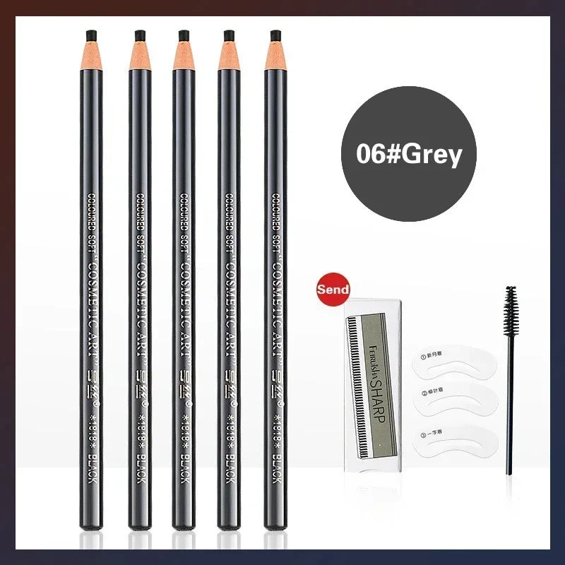 5pcs Professional Microblading Pencil Permanent Eyebrow Pencil Tattoo Waterproof Art Tint Makeup Eye Brow Pen Enhancers Cosmetic