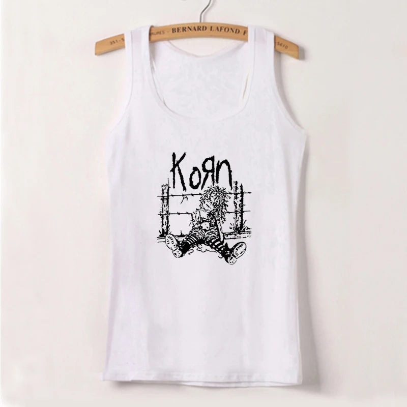 Cartoon Anime Print Goth Tank Girl Sexy Cropped Slim Crop Tops Summer Women O Neck Sleeveless Short Vest Y2K Fashion Streetwear