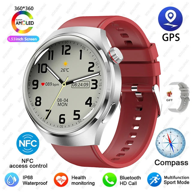 For Huawei GT4 PRO Smart Watch Men Watch 4 Pro AMOLED HD Screen Bluetooth Call GPS NFC Heart rate waterproof SmartWatch 2024 New