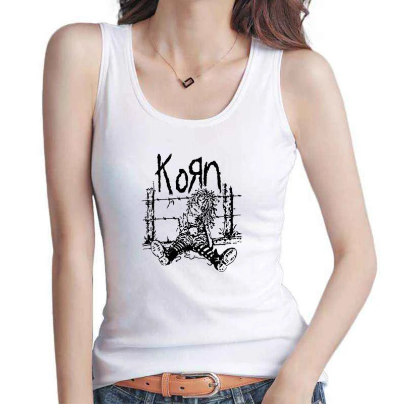 Cartoon Anime Print Goth Tank Girl Sexy Cropped Slim Crop Tops Summer Women O Neck Sleeveless Short Vest Y2K Fashion Streetwear