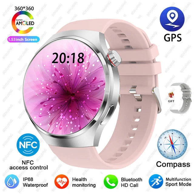 For Huawei GT4 PRO Smart Watch Men Watch 4 Pro AMOLED HD Screen Bluetooth Call GPS NFC Heart rate waterproof SmartWatch 2024 New