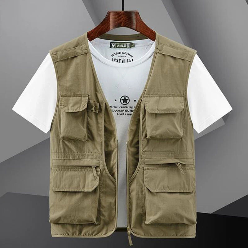 6XL Summer New Outdoor Vest Men Utility Tactical Multi-pocket Vest Techwear Outdoor Hiking Fishing Photography Safari Cargo Vest