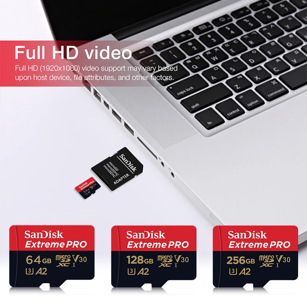 SanDisk Extreme Pro Flash 128GB Card Micro SD Card SDXC UHS-I 400GB 256GB 64GB U3 V30 TF Card Memory Card Adapter for Camera DJI