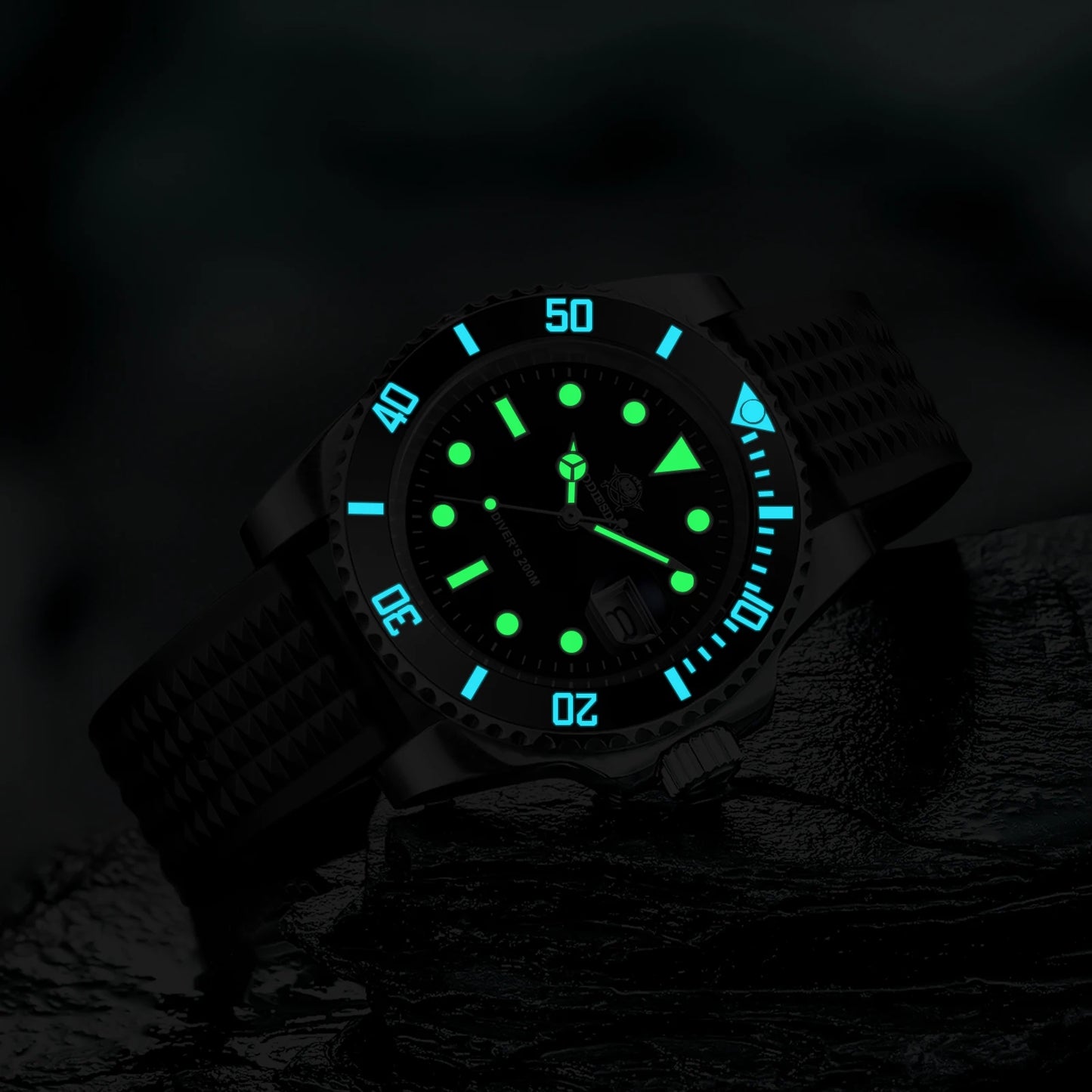 ADDIESDIVE Business Men's Quartz Watch Stainless Steel 200M Diving Waterproof Watches Super Luminous Calendar Display Wristwatch