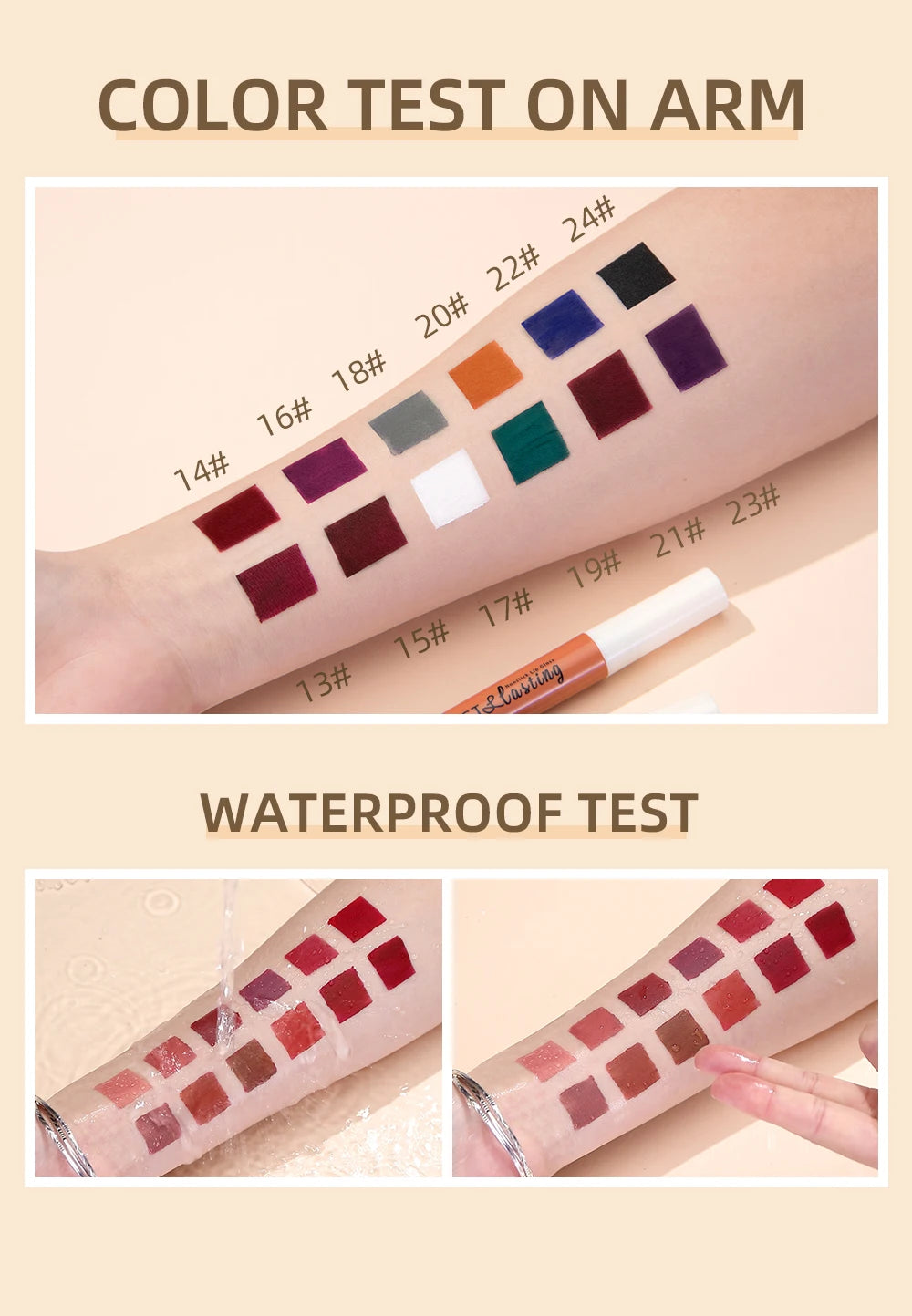 QIBEST Liquid Lipstick Waterproof Velvet Nude Matte Sexy Red Lip Gloss Long Lasting Nonstick Lip Stain Makeup 24 Colors Hots