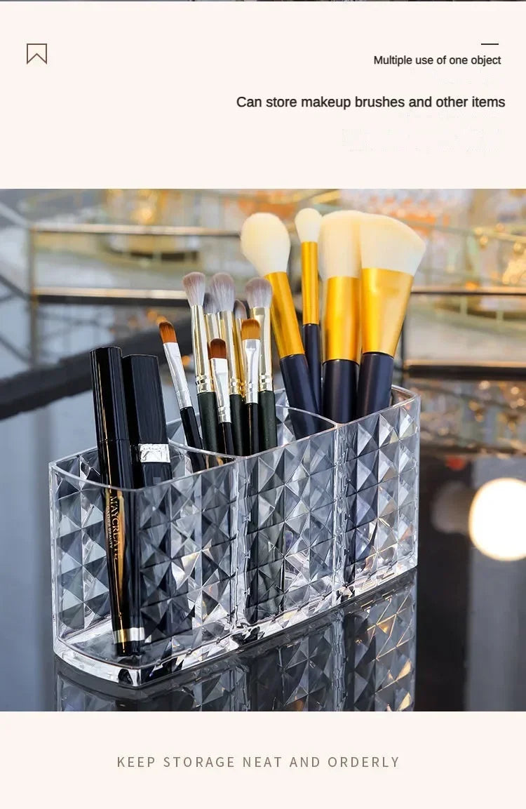 1-piece Diamond Patterned Mirror Cabinet Storage Box, Bathroom, Bathroom, Cosmetics, Lipstick Storage Rack