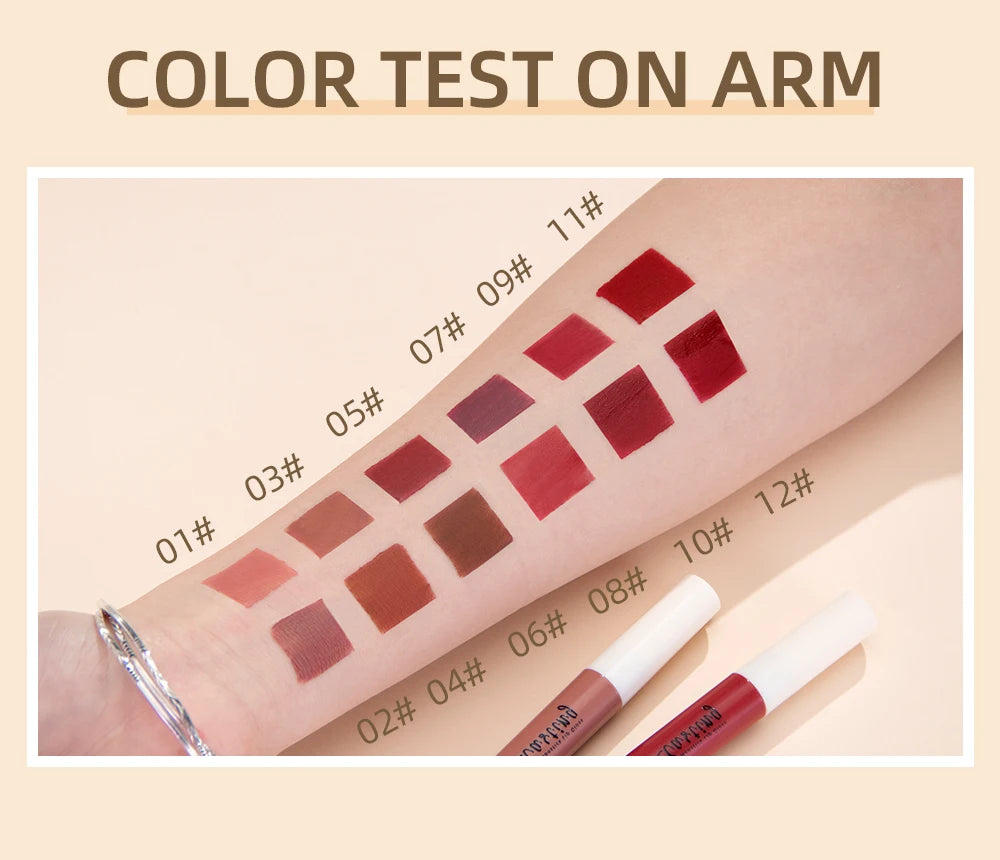 QIBEST Liquid Lipstick Waterproof Velvet Nude Matte Sexy Red Lip Gloss Long Lasting Nonstick Lip Stain Makeup 24 Colors Hots