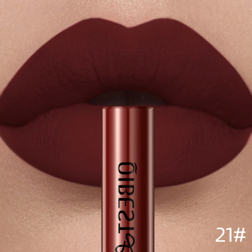 QIBEST Liquid Lipstick Waterproof Velvet Nude Matte Sexy Red Lip Gloss Long Lasting Nonstick Lip Stain Makeup 24 Colors Hots