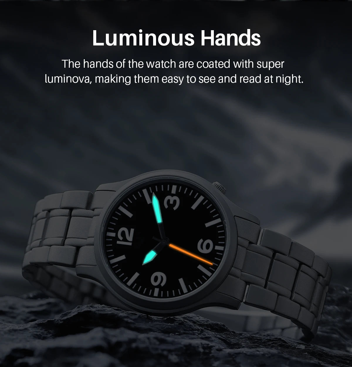 BERNY Full Titanium Watches for Men Super Luminous Sapphire Sports Field Quartz Men's Watch VH31 Pilot Wristwatch 5ATM Easy Read