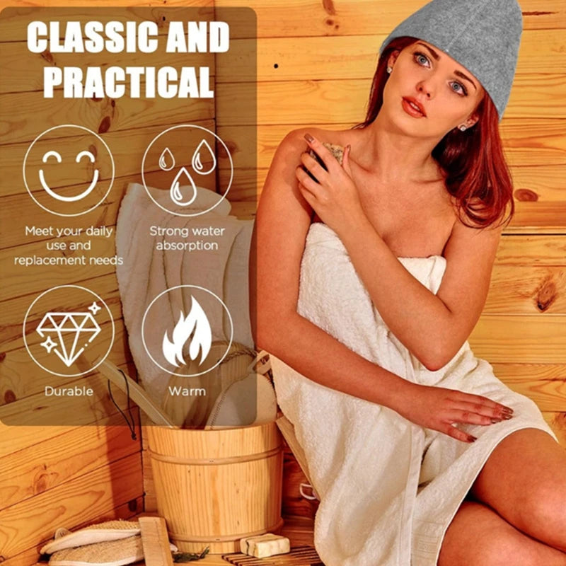 Anti Heat Sauna Hat Thicken Wool Felt Shower Cap Hair Turban Quickly Towel Drying Towel Hats Sauna Bathroom Accessories