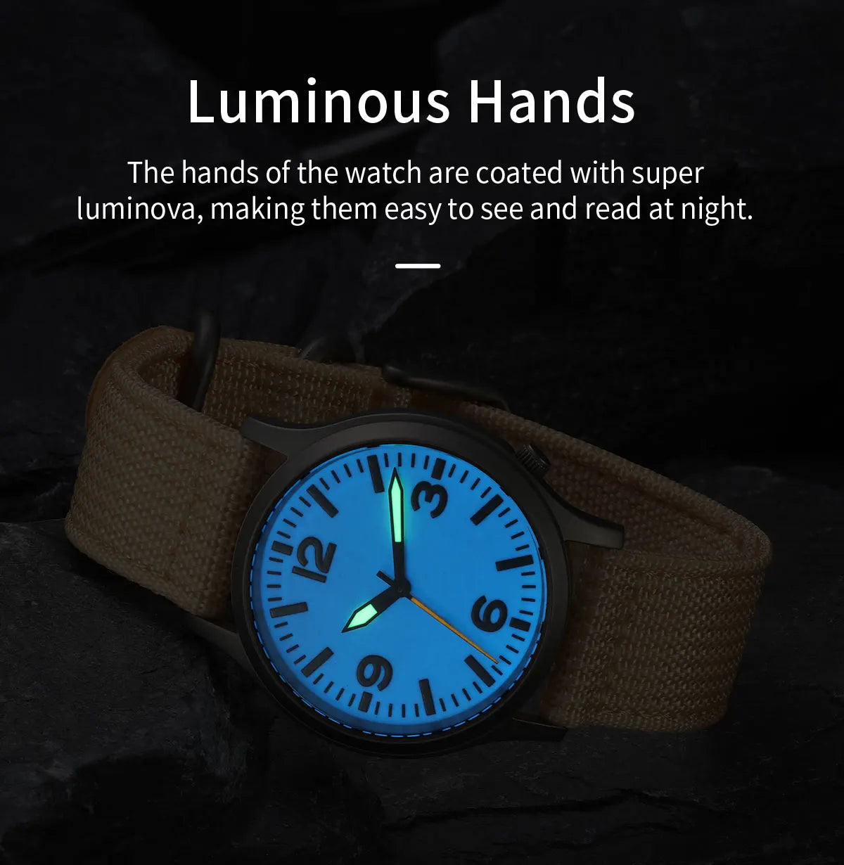 BERNY Full Titanium Watches for Men Super Luminous Sapphire Sports Field Quartz Men's Watch VH31 Pilot Wristwatch 5ATM Easy Read