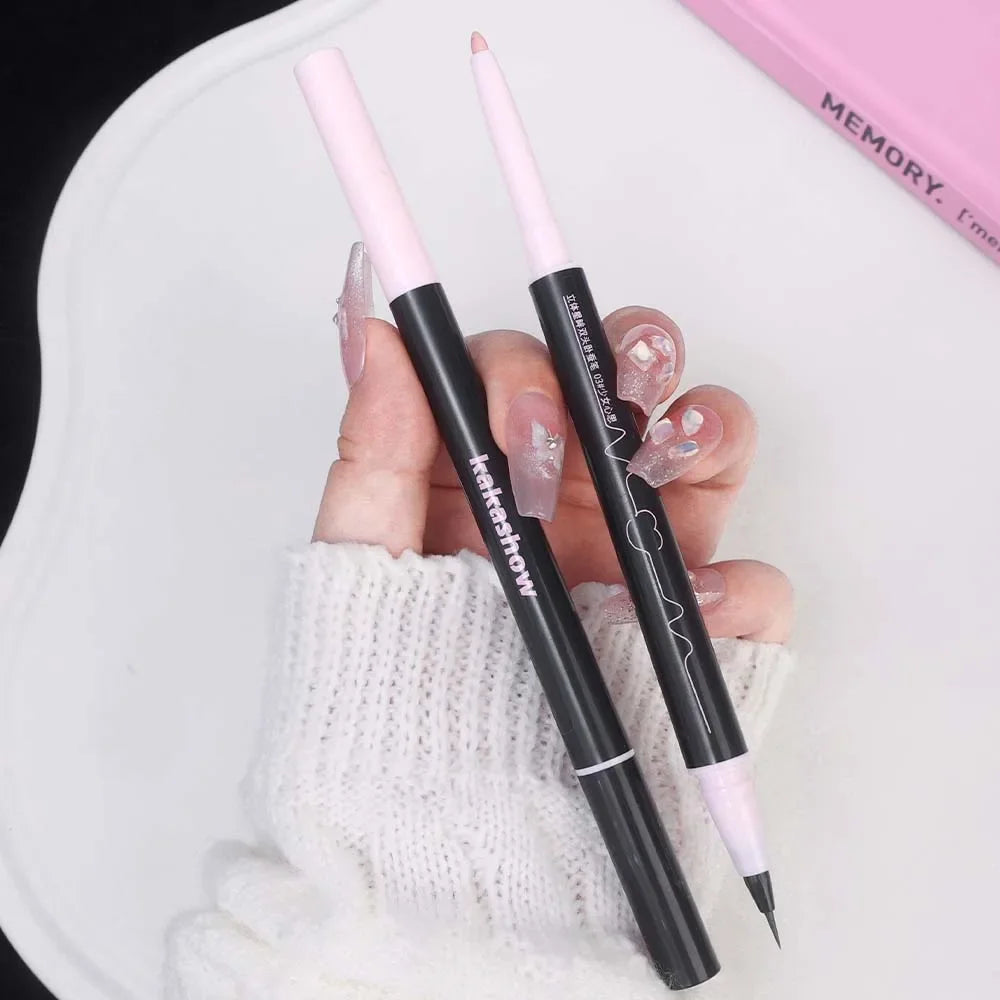 Double Head Matte Pink Lying Silkworm Pen Waterproof Lasting Natural Brightening Glitter Eyeshadow Pencil Korean Makeup Cosmetic